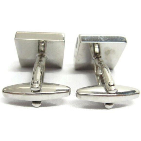 Silver Tone Black Cufflinks Shirt Formal Wedding Accessories Tux Vintage IOB - Picture 5 of 16